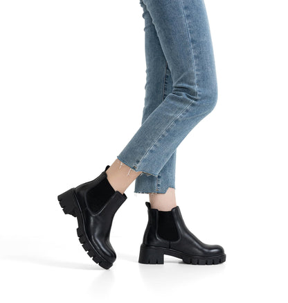 Vepose Women's 936 Chelsea Ankle Boots Platform Lug Sole Elastic Slip on Booties