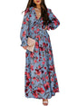 BLENCOT Womens Casual Boho Deep V Neck Short Sleeve Long Dress