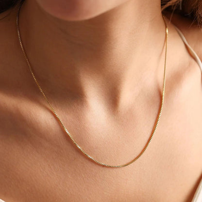 Gold Chain Necklace for Women - 18K Gold Plated Thin Box Chain Necklace Dainty Gold Necklace Simple Choker Necklaces Minimalist Trendy Jewelry for Women