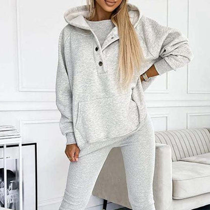 Lounge Sets for Women - 2 Piece Button Thick Outfits Sweatsuit Hoodies with Pants Fall Jogging Track Suits for Women
