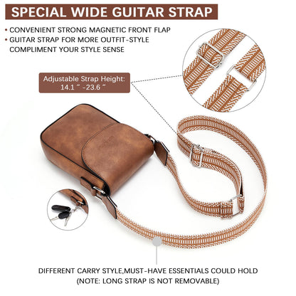 BOSTANTEN Small Crossbody Bags for Women Trendy Leather Phone Wallet Purses Handbags Adjustable Guitar Strap