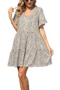 nclook Women's Summer Casual Dress Sweet & Cute V-Neck Mini Dress with Pocket Short Sleevele Ruffle Dress