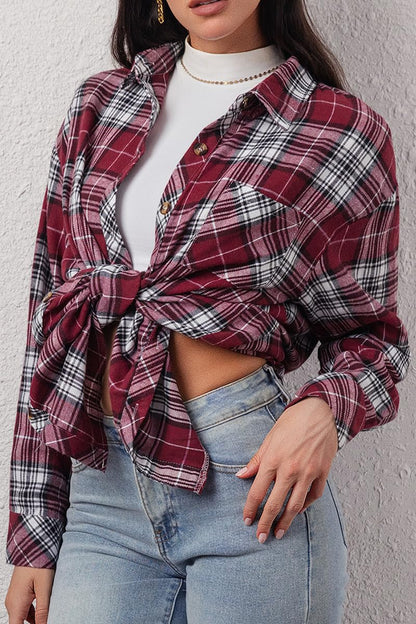 CHYRII Womens Button Down Flannel Shirts Long Sleeve Plaid Shackets Business Casual Blouse Top