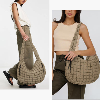 Juoxeepy Quilted Tote Bag Large Quilted Carryall Puffer Shoulder Bag Lightweight Quilted Padding Hobo Bag Quilted Bag