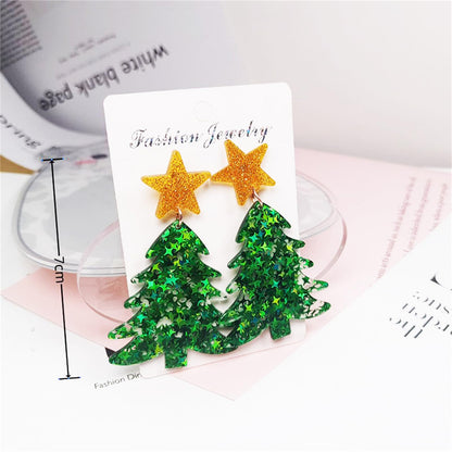 Christmas Earrings for Women Cute Colorful Acrylic Christmas Santa Claus Tree Gingerbread Men Earrings Funny Christmas Cat Dinosaur Earrings Xmas New Year Party Earrings Holiday Earrings