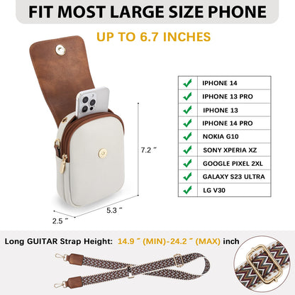 BOSTANTEN Small Crossbody Bags for Women Trendy Leather Phone Wallet Purses Handbags Adjustable Guitar Strap