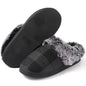 Checkered Slippers House Slippers for Women Men Funny Fluffy Slippers Memory Foam Womens House Shoes Outdoor Indoor Warm Plush Bedroom Slippers for Winter