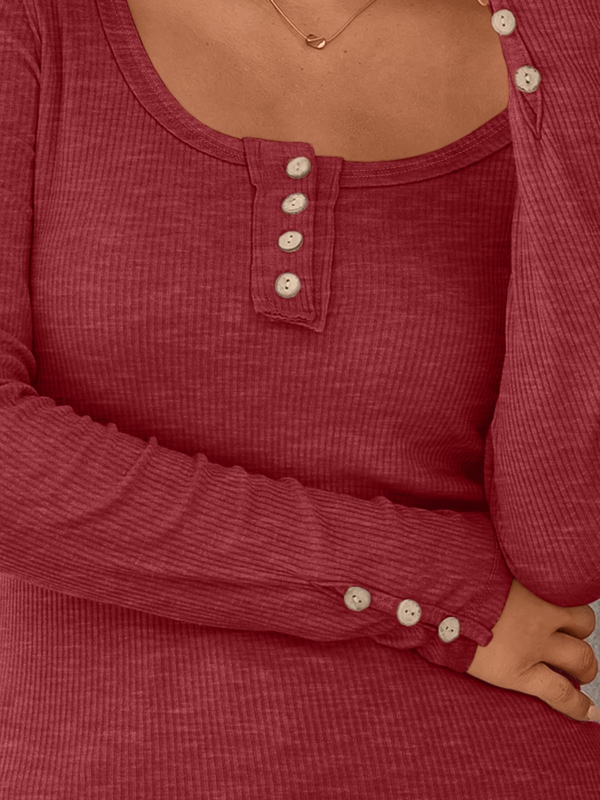 Kissfix Womens Long Sleeve Shirts Going Out Fall Clothes Casual Henley Tops Ribbed Knit Blouses Fashion Trendy Outfits