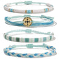 FANCY SHINY Beaded String Bracelets Compass Charm Clay Beads Boho Bracelet Stack Friendship Bracelets for Women