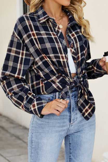 CHYRII Womens Button Down Flannel Shirts Long Sleeve Plaid Shackets Business Casual Blouse Top