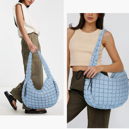 Juoxeepy Quilted Tote Bag Large Quilted Carryall Puffer Shoulder Bag Lightweight Quilted Padding Hobo Bag Quilted Bag
