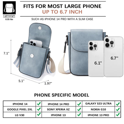 BOSTANTEN Small Crossbody Bags for Women Trendy Leather Phone Wallet Purses Handbags Adjustable Guitar Strap