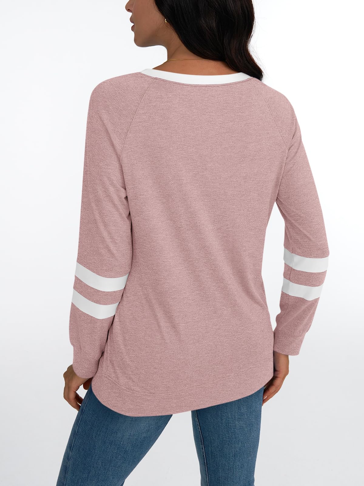 AUTOMET Womens Long Sleeve Shirts Color Block Casual Crewneck Tops Tshirt Basic Tees Fall Fashion Clothes Trendy Outfits