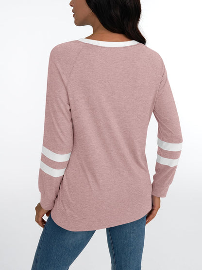 AUTOMET Womens Long Sleeve Shirts Color Block Casual Crewneck Tops Tshirt Basic Tees Fall Fashion Clothes Trendy Outfits
