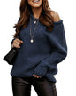BTFBM Women Casual Long Sleeve Fall Sweaters Crew Neck Solid Color Soft Ribbed Knitted Oversized Pullover Loose Fit Jumper