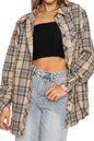 CHYRII Womens Button Down Flannel Shirts Long Sleeve Plaid Shackets Business Casual Blouse Top