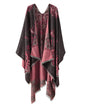 Bestshe Women's Boho Open Front Poncho Knitted Plaid Shawl Wrap Cape Tassel Cardigan Sweater
