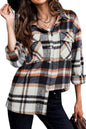 Beaully Women's Flannel Plaid Shacket Long Sleeve Button Down Shirts Jacket Coats with Side Pockets