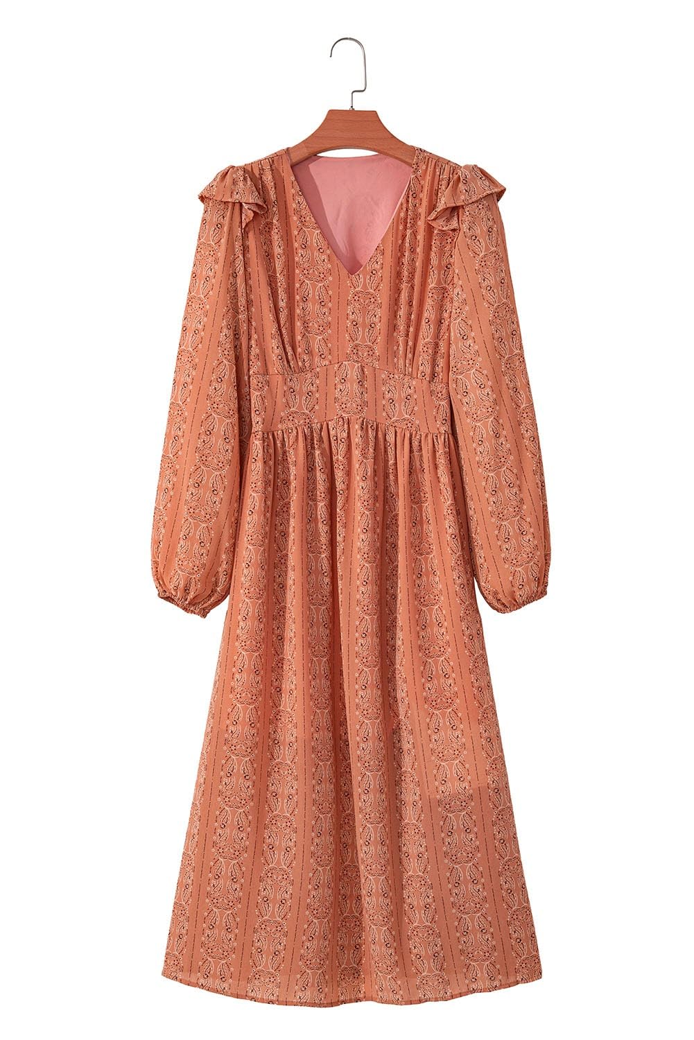 BLENCOT Womens Casual Boho Deep V Neck Short Sleeve Long Dress