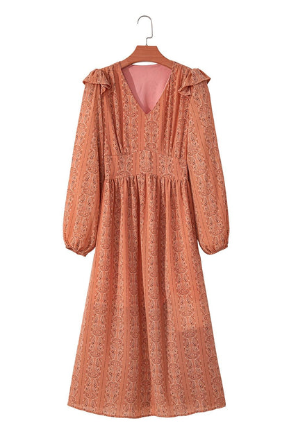 BLENCOT Womens Casual Boho Deep V Neck Short Sleeve Long Dress