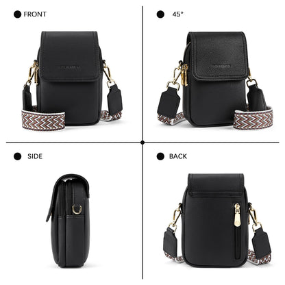 BOSTANTEN Small Crossbody Bags for Women Trendy Leather Phone Wallet Purses Handbags Adjustable Guitar Strap