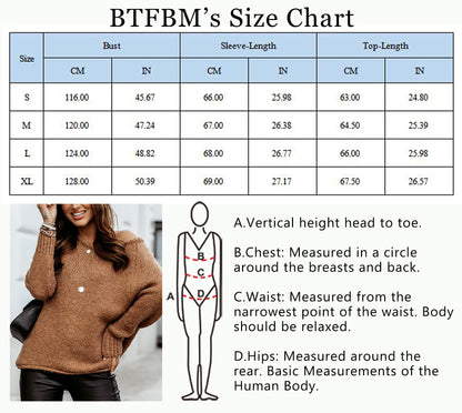 BTFBM Women Casual Long Sleeve Fall Sweaters Crew Neck Solid Color Soft Ribbed Knitted Oversized Pullover Loose Fit Jumper