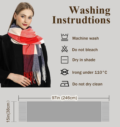 YSense Women's Long Plaid Blanket Scarf Chunky Oversized Winter Fall Warm Scarf Big Tartan Scarves Wrap Shawl Ladies Gifts