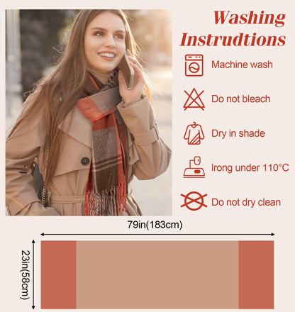 YSense Women's Long Plaid Blanket Scarf Chunky Oversized Winter Fall Warm Scarf Big Tartan Scarves Wrap Shawl Ladies Gifts