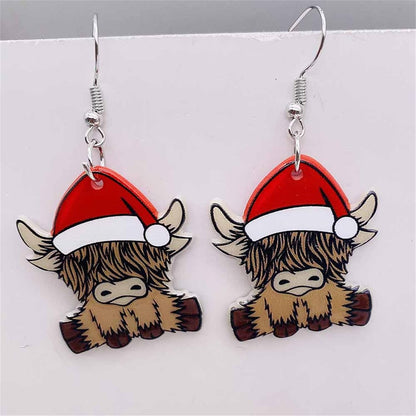 Christmas Earrings for Women Cute Colorful Acrylic Christmas Santa Claus Tree Gingerbread Men Earrings Funny Christmas Cat Dinosaur Earrings Xmas New Year Party Earrings Holiday Earrings