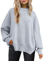 LILLUSORY Women's Oversized Batwing Sweaters 2024 Fall Outfits Crewneck Ribbed Knit Side Slit Trendy Pullover Tops