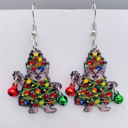 Christmas Earrings for Women Cute Colorful Acrylic Christmas Santa Claus Tree Gingerbread Men Earrings Funny Christmas Cat Dinosaur Earrings Xmas New Year Party Earrings Holiday Earrings