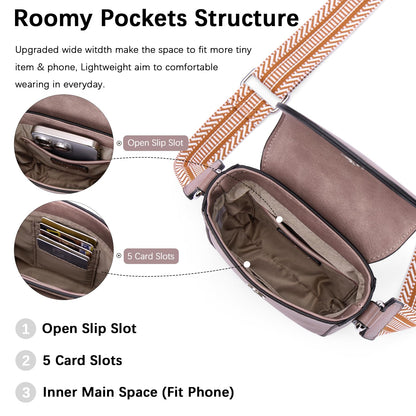 BOSTANTEN Small Crossbody Bags for Women Trendy Leather Phone Wallet Purses Handbags Adjustable Guitar Strap
