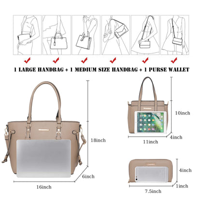 Montana West 3PCS Purses and Handbags for Women Tote Purse and Wallet Set Shoulder Satchel Bag for Women