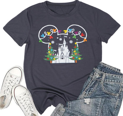 Merry Christmas Shirts for Women Xmas Holiday Tops Short Sleeve Tshirt Casual Graphic tees
