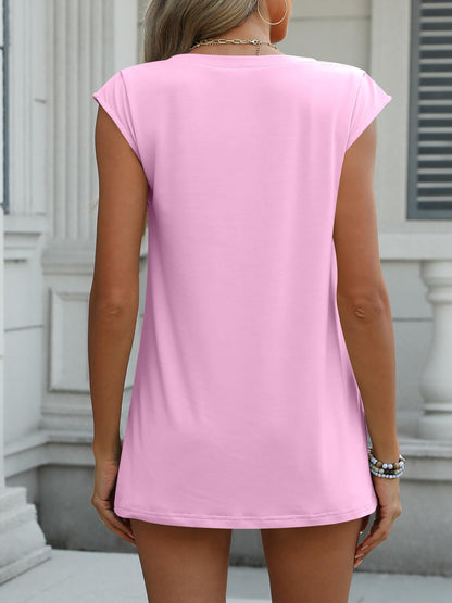 ANRABESS Womens Tank Top V Neck Cap Sleeve Summer Casual Loose Slit Side Sleeveless Tunic Tee Shirts 2025 Trendy Clothes