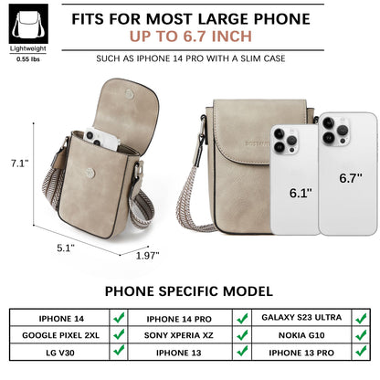 BOSTANTEN Small Crossbody Bags for Women Trendy Leather Phone Wallet Purses Handbags Adjustable Guitar Strap