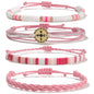 FANCY SHINY Beaded String Bracelets Compass Charm Clay Beads Boho Bracelet Stack Friendship Bracelets for Women