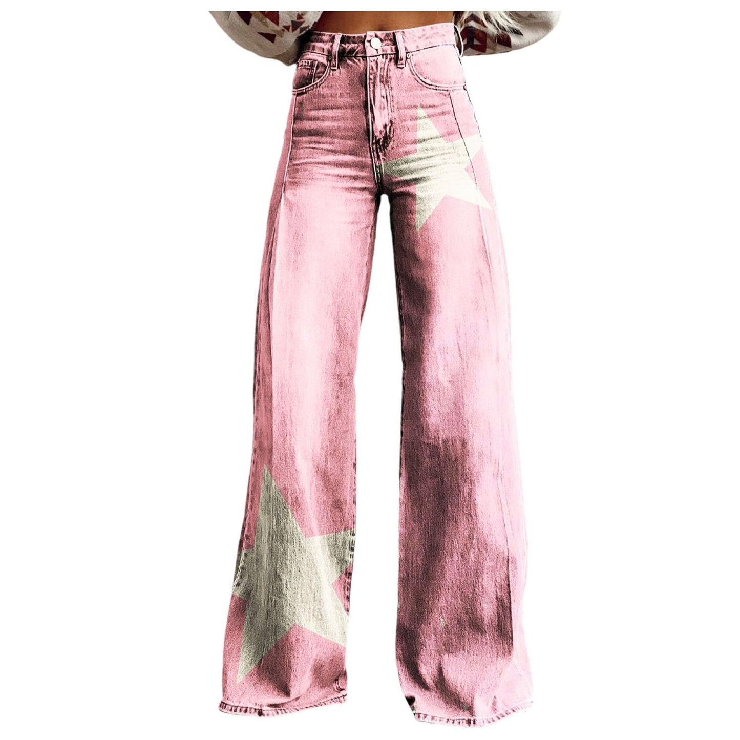 Jeans for Women High Waist Stretchy Classic Button Fly Stretchy Straight Legs Denim Pants Loose Boyfriend Denim Pant