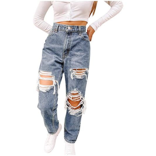 Women's Wide Leg Jeans High Waist Stretchy Classic High Rise Slimming Jeggings Cropped Wide-Leg Jeans