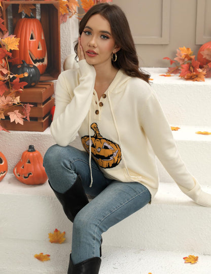 CiCiBird Women Fall Hoodies Sweater Knit V Neck Tops Oversized Fashion Pullover Casual Long Sleeve Shirts with Pockets