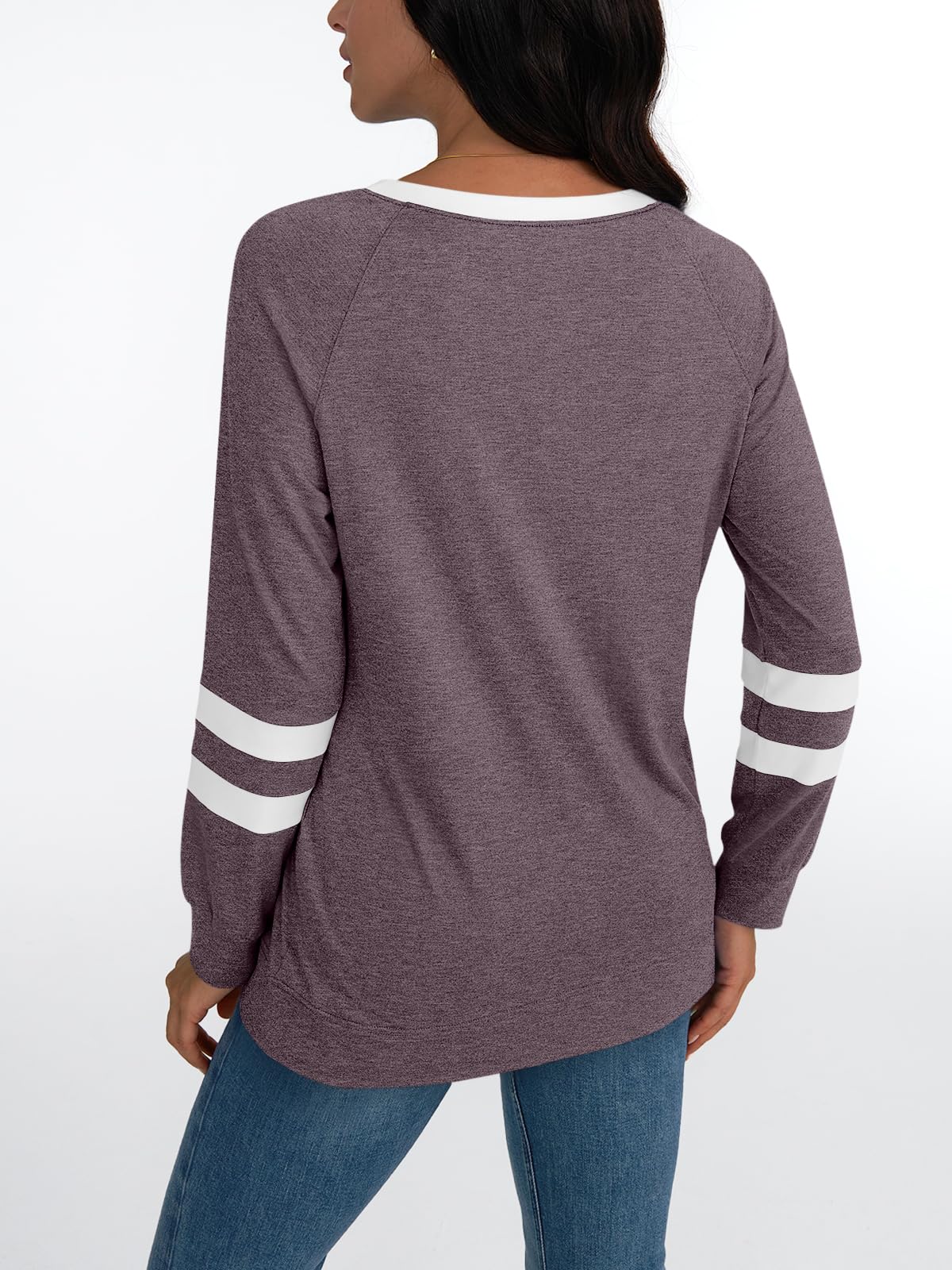 AUTOMET Womens Long Sleeve Shirts Color Block Casual Crewneck Tops Tshirt Basic Tees Fall Fashion Clothes Trendy Outfits