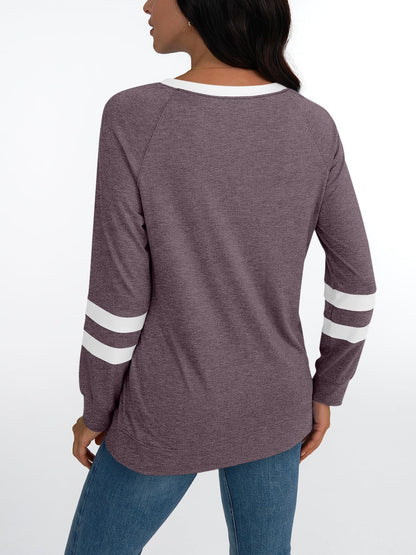 AUTOMET Womens Long Sleeve Shirts Color Block Casual Crewneck Tops Tshirt Basic Tees Fall Fashion Clothes Trendy Outfits