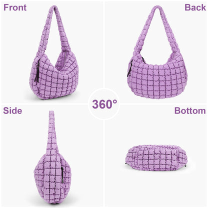Juoxeepy Quilted Tote Bag Large Quilted Carryall Puffer Shoulder Bag Lightweight Quilted Padding Hobo Bag Quilted Bag