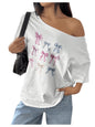 Women's Off The Shoulder Tops Short Sleeve Oversized Graphic Tees Casual Summer Tops Trendy