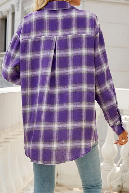 CHYRII Womens Button Down Flannel Shirts Long Sleeve Plaid Shackets Business Casual Blouse Top
