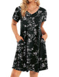 HOTOUCH Womens Summer Floral V Neck Dresses Beach Casual Short Sleeve T Shirt Dresses Swing Sundresses with Pockets 2025