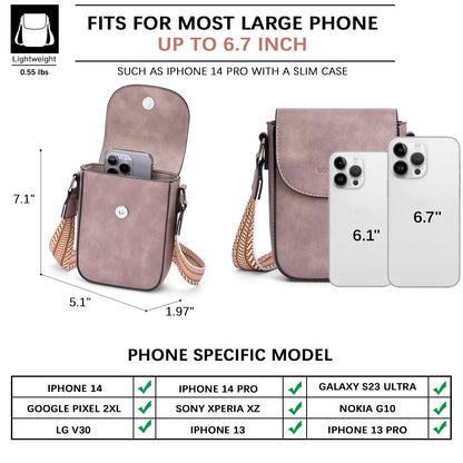 BOSTANTEN Small Crossbody Bags for Women Trendy Leather Phone Wallet Purses Handbags Adjustable Guitar Strap