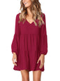 Amoretu Women Summer Tunic Dress V Neck Casual Loose Flowy Swing Shift Dress
