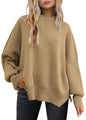 LILLUSORY Women's Oversized Batwing Sweaters 2024 Fall Outfits Crewneck Ribbed Knit Side Slit Trendy Pullover Tops
