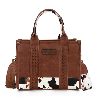 Wrangler Cow Print Tote Bag for Women Western Purse Boho Top Handle Satchel Handbag with Signature Strap